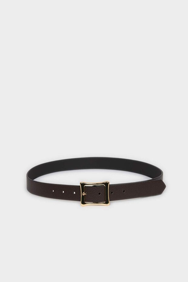 Women's Rectangular Buckle Faux Leather Daily Belt H5024Axns