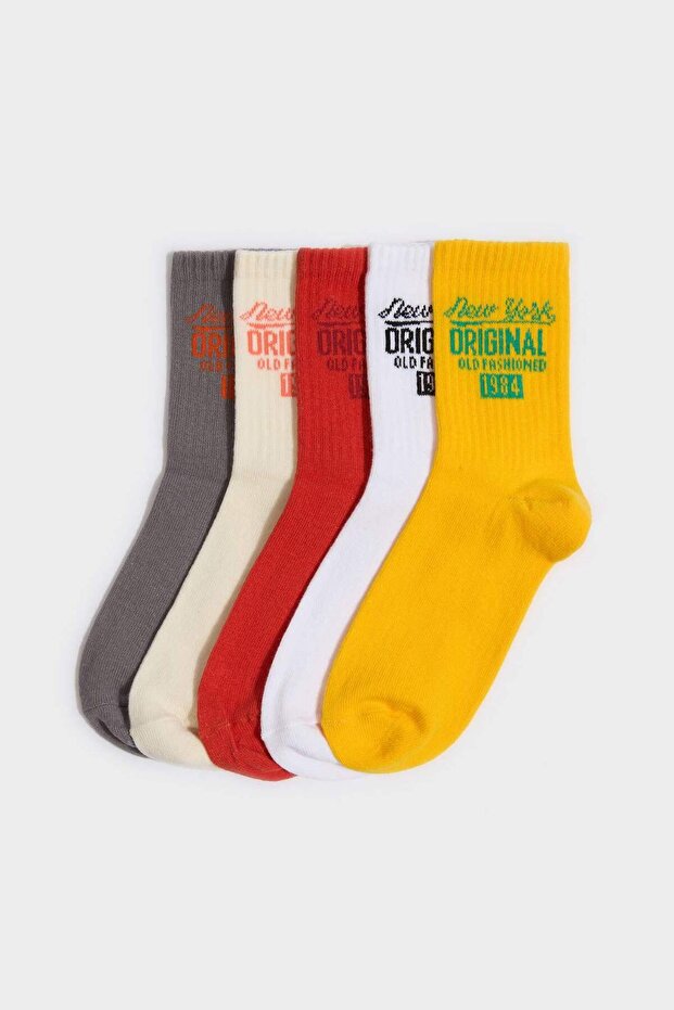 Printed 5-Pack Cotton Long Socks for Boys G2042A8Ns