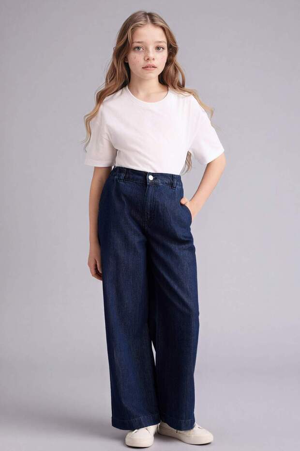 Wide Leg Comfortable and Spacious Wide Leg Jean Trousers for Girls G0304A826Sm
