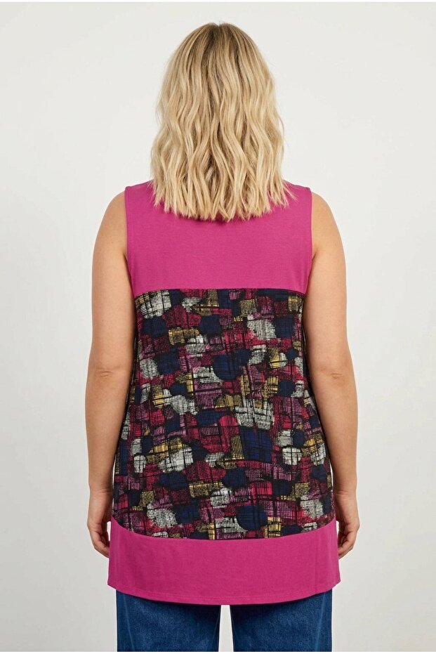 V-Neck Patterned Lycra Plus Size Blouse -303349 - 6