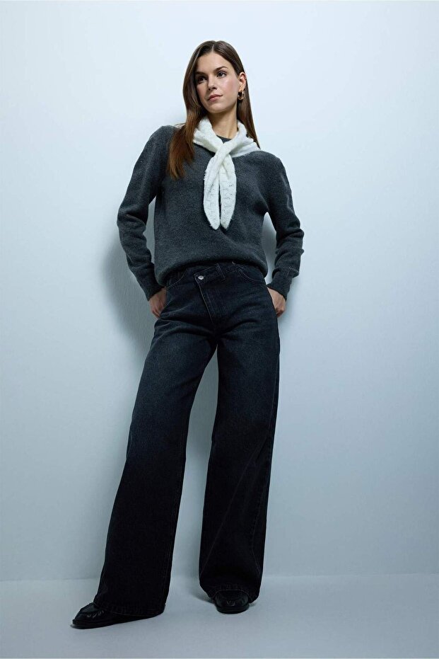 100% Cotton Wide Leg Jean Trousers G9877Ax26Sp