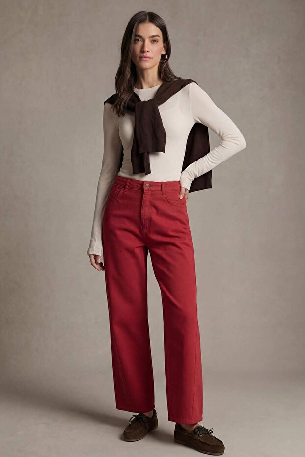 Baggy Fit Gabardine Straight Leg Trousers H0088Ax26Sp