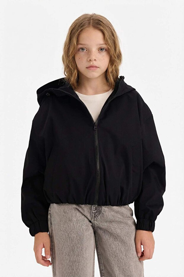 Water Repellent Hooded Zippered Raincoat Girls' F8973A826Sp
