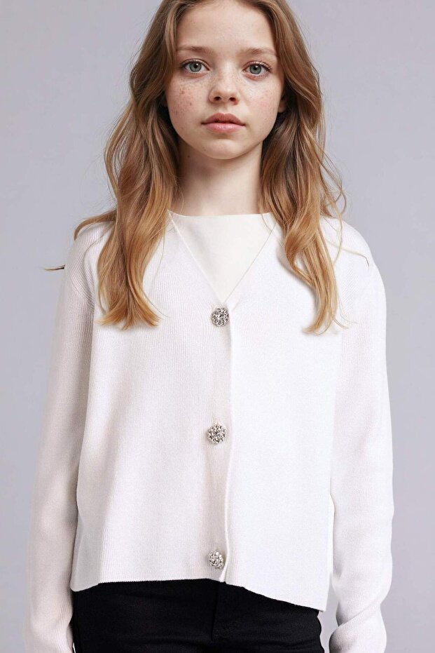 V-Neck Cardigan for Girls G6986A826Sp