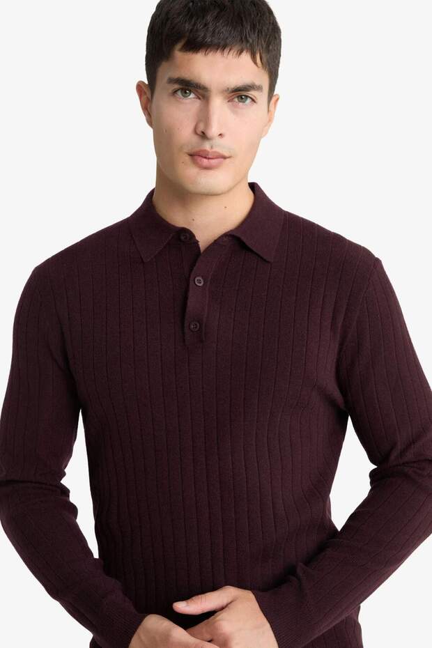 Standard Fit Polo Collar Knit Sweater F7576Ax25Wn