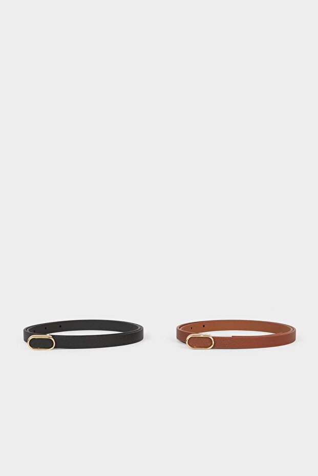 Women's Faux Leather 2-Piece Casual Belt G7743Axns