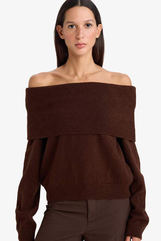 Regular Fit Open Shoulder Knitwear Sweater F3029Ax25Wn