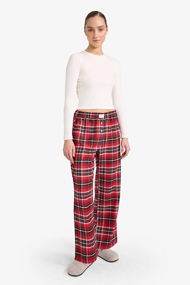 Regular Fit Checkered Flannel Pajama Bottoms G1605Ax25Wn