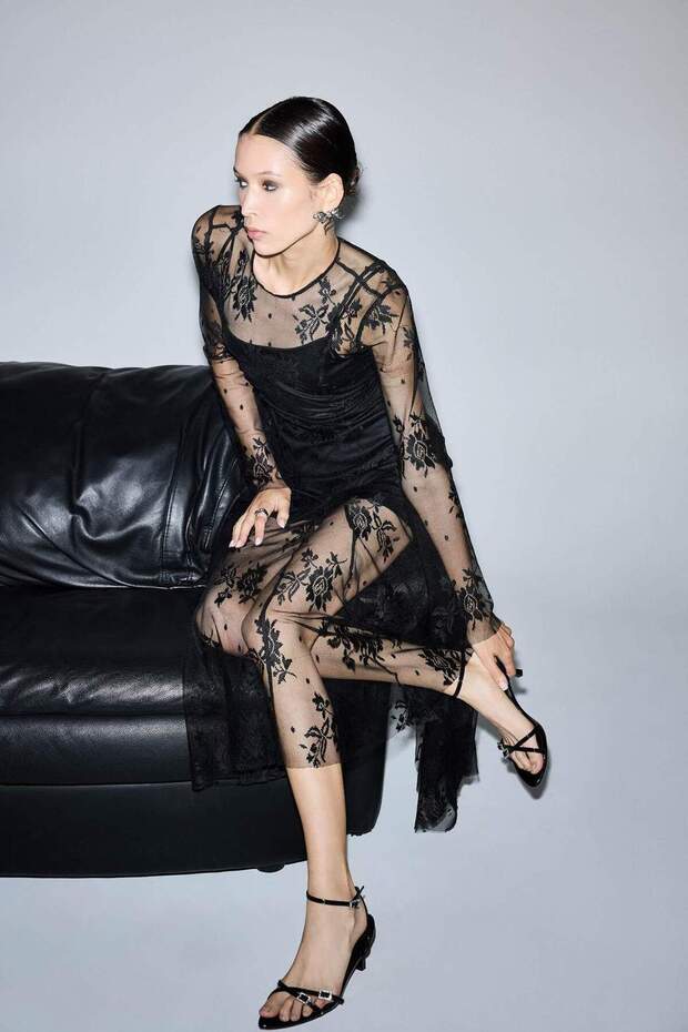 Long Sleeve Floral Tulle Maxi Dress G7322Ax25Wn