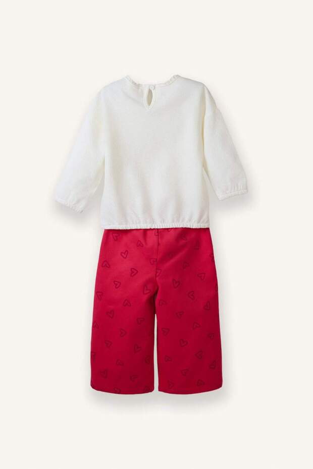 2Li Set Heart Patterned Textured Sweatshirt Pants Baby Girl G7436A526Sp - 7