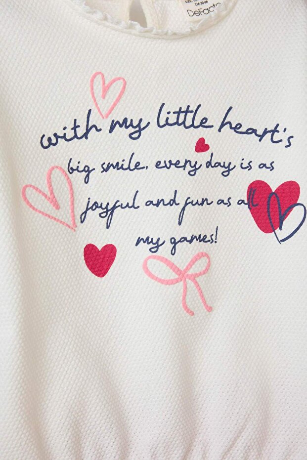 2Li Set Heart Patterned Textured Sweatshirt Pants Baby Girl G7436A526Sp - 6