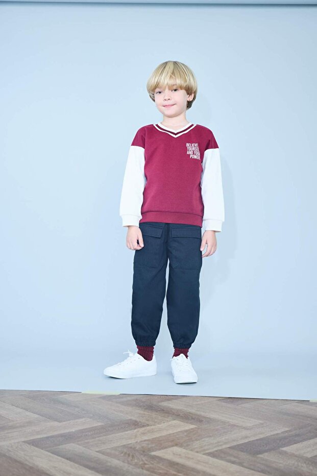 100% Cotton Jogger Gabardine Trousers for Baby Boy D3363A525Wn