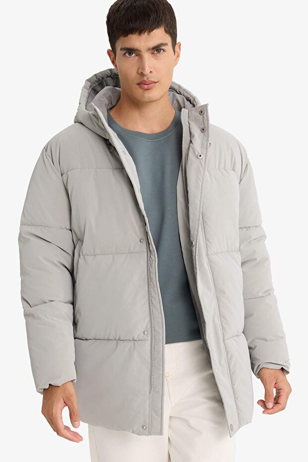 Warm Water Repellent Regular Fit Hooded Pocketed Lined Windproof Zippered Parka F0431Ax25W