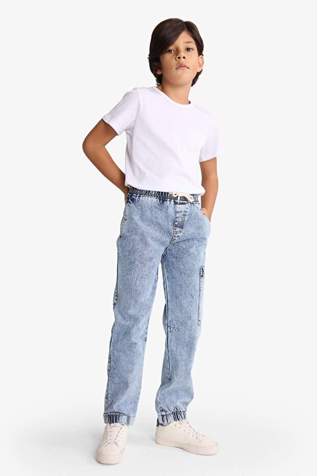 Jogger Fit Extra Flexible Elastic Waist Jean Trousers for Boys G2775A825Au