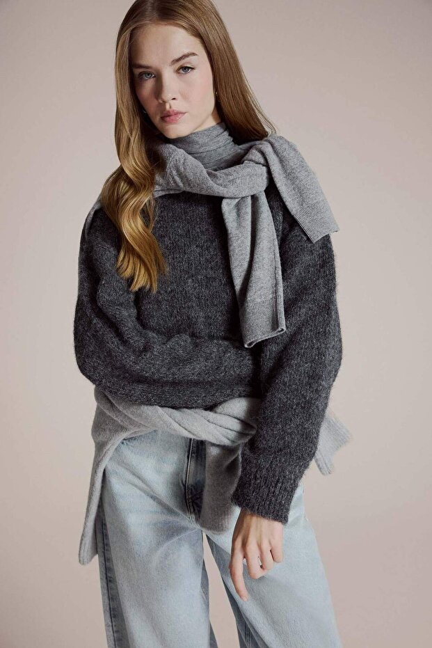 Wool Blend Crew Neck Oversized Fit Knitwear Sweater F3254Ax25Wn
