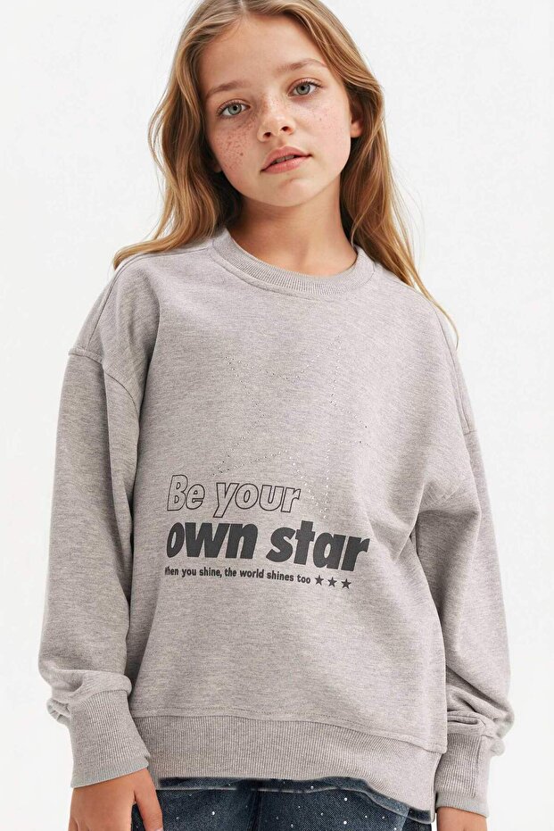 Relax Fit Crew Neck Printed Sweatshirt for Girls G3807A825Wn