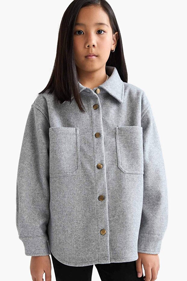 Long Sleeve Snap Button Shirt Jacket Girls F2271A825AU