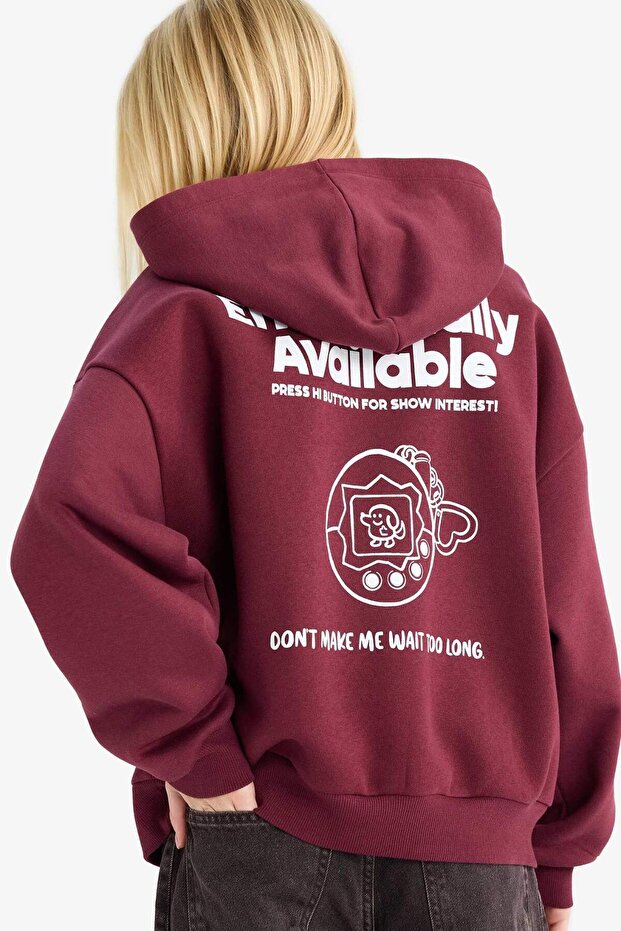 Overshirt Fit Hooded Printed Thick Fabric Sweatshirt G0181Ax25Wn
