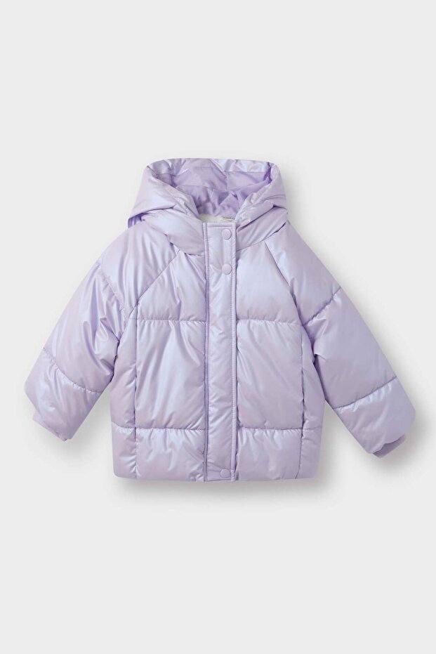 Warm Hooded Zippered Snap Fastener Puffer Coat Baby Girl E7985A525Au