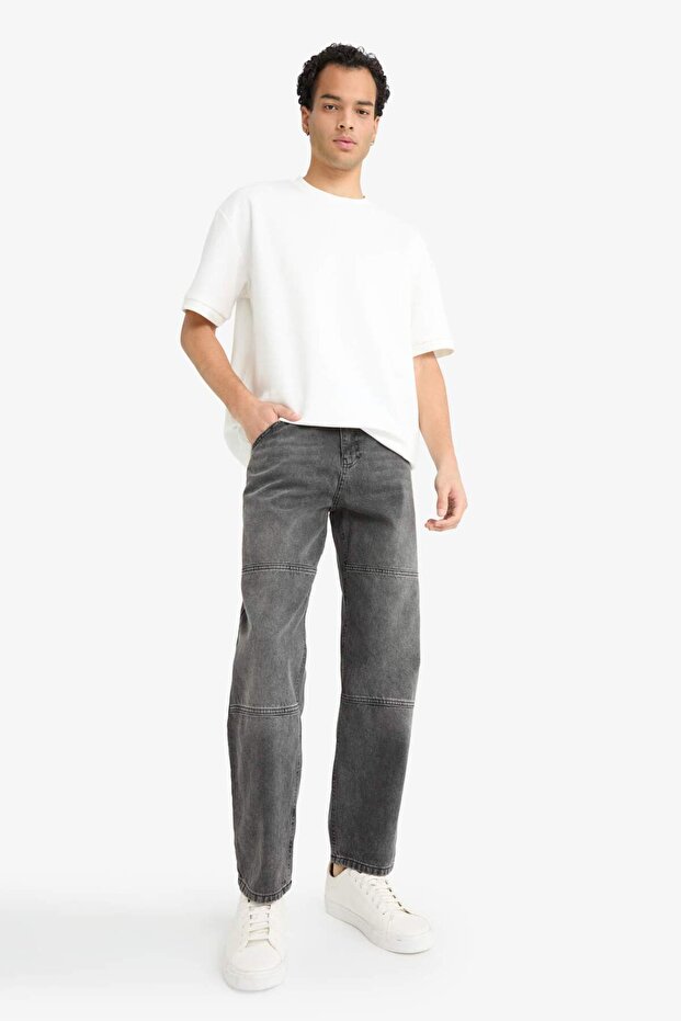 100% Cotton Relax Fit Ripped Detailed Jean Trousers E8420Ax25Au