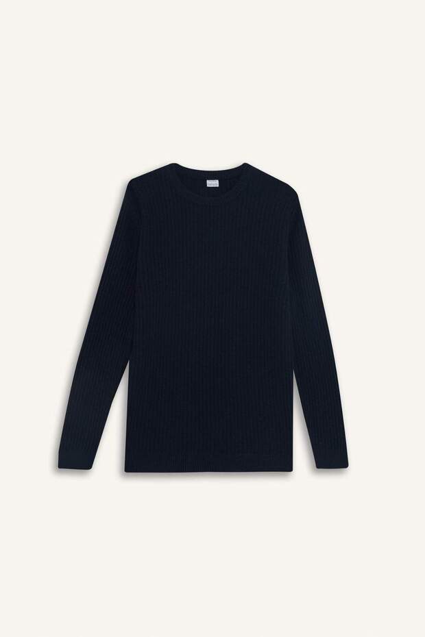 Standard Fit Basic Strickpullover mit Rundhalsausschnitt und Struktur E0811AX25WN - 5