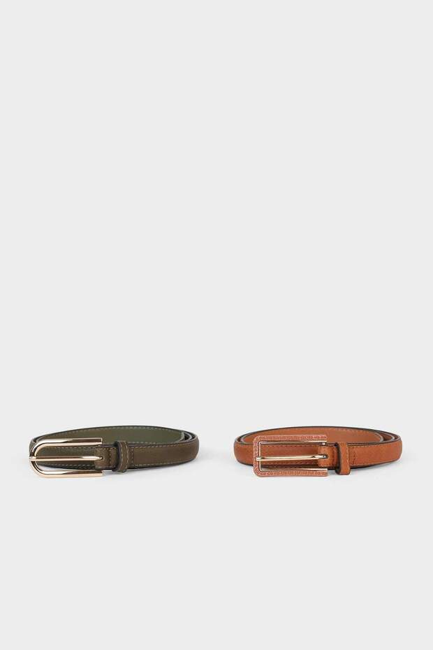 Women's Faux Leather 2-Piece Casual Belt F4808Axns