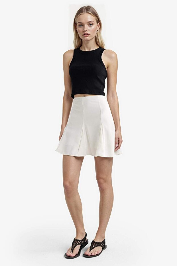 A-Line Regular Waist Combed Cotton Lining Crepe Mini Skirt G1975Ax25Au