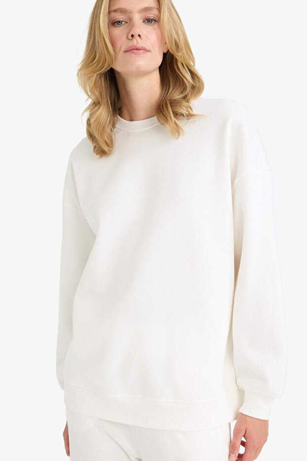 Oversıze Basıc Kalın Sweatshirt F9628AX25AU - 4