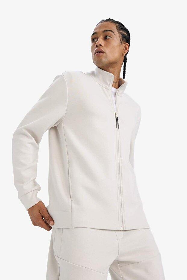 Ultra Soft Standard Fit Stand Collar Scuba Diver Fabric Zippered Cardigan E9337Ax25Au
