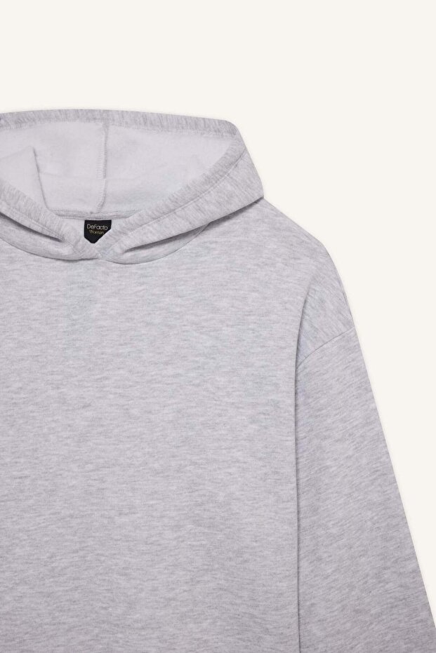 Relax Fit Kapüşonlu Basıc Kalın Sweatshirt D9935AX25WN - 5