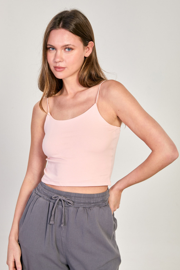 Women's Rope Strap Crop Tank Top - Pink