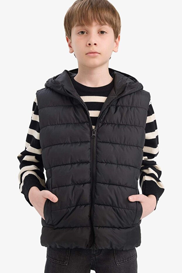 Water Repellent Waterproof Hooded Zippered Inflatable Vest for Boys E7497A825Au