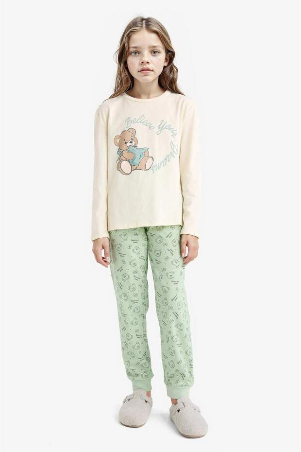 Girls' Pajama Set Printed Long Sleeve Top Patterned Long Bottom F6219A825Wn