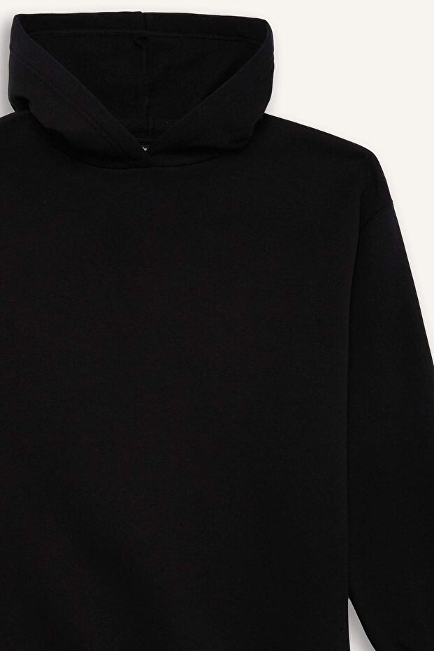 Relax Fit Kapüşonlu Basıc Kalın Sweatshirt D9935AX25WN - 8