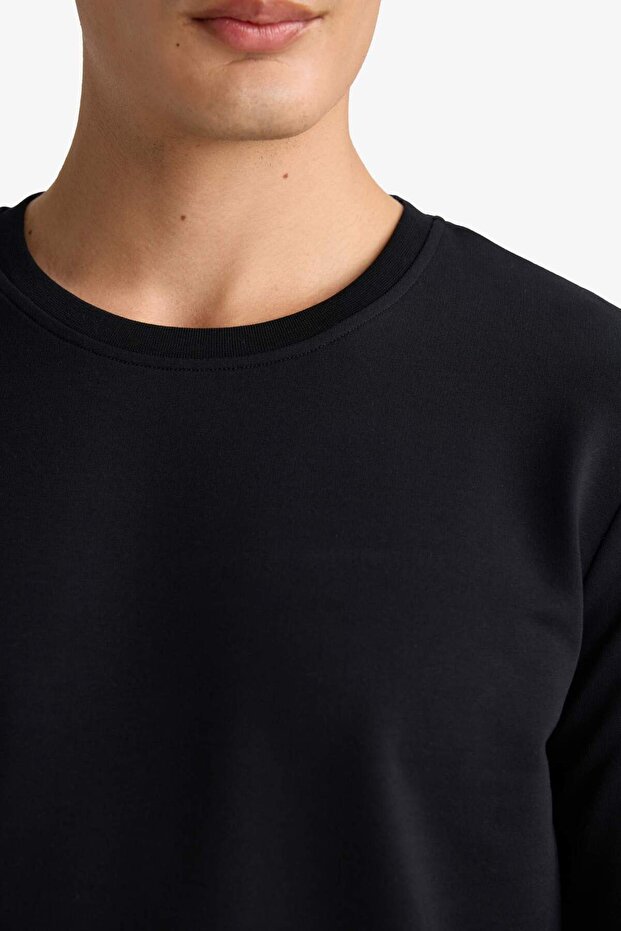 Slim Fit Dar Kesim Bisiklet Yaka Uzun Kollu Tişört F3646AX25AU - 5
