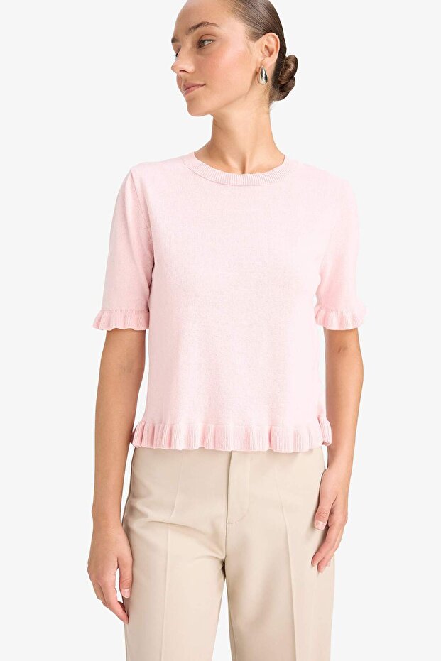 Kurzarmpullover mit normaler Passform und Rundhalsausschnitt G0186AX25AU - 3