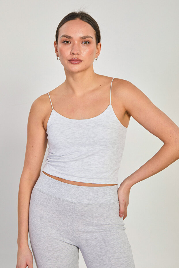 Women's Rope Strap Crop Athlete Top - Snow Melange