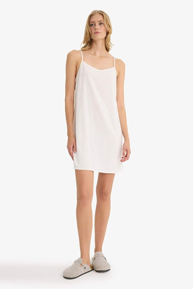 Regular Fit U Neck Voile Strap Nightgown F8929Ax25Hs