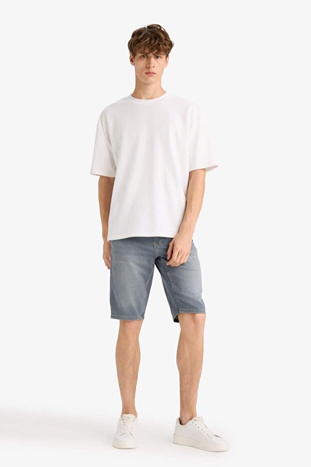 Slim Fit Slim Fit Jean Bermuda Shorts F9605Ax25Sm