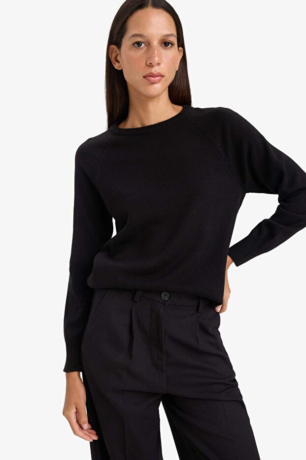 Sweter z dzianiny Relax Fit Basic I6913AZ25WN - 3