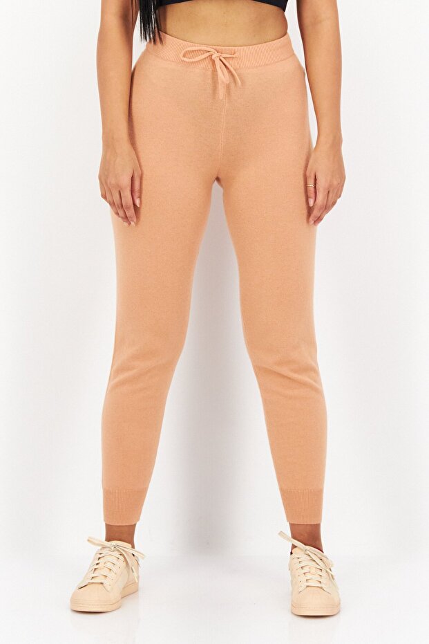 Women Regular Fit Drawstring Joggers Pants, Dusty Peach