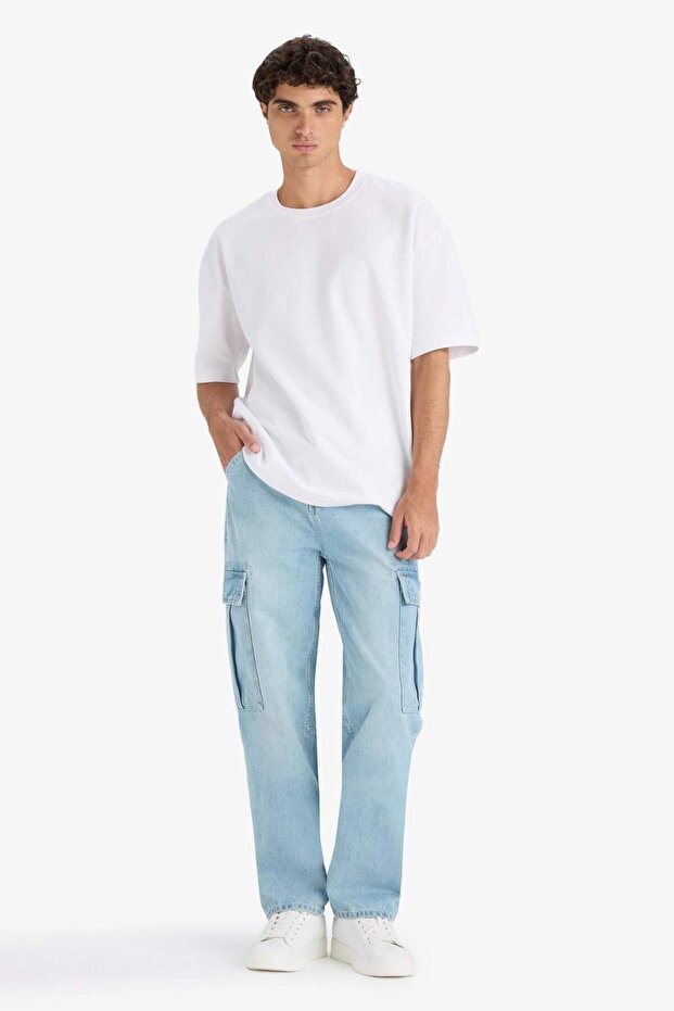 100% Cotton Relax Fit Straight Leg Jean Pants E2907Ax25Sp