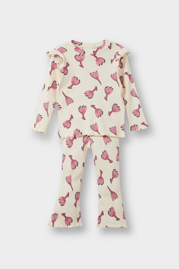 Baby Girl 2-Piece Set Floral Ribbed Camisole Sweatshirt Spanish Leggings F3714A525Au