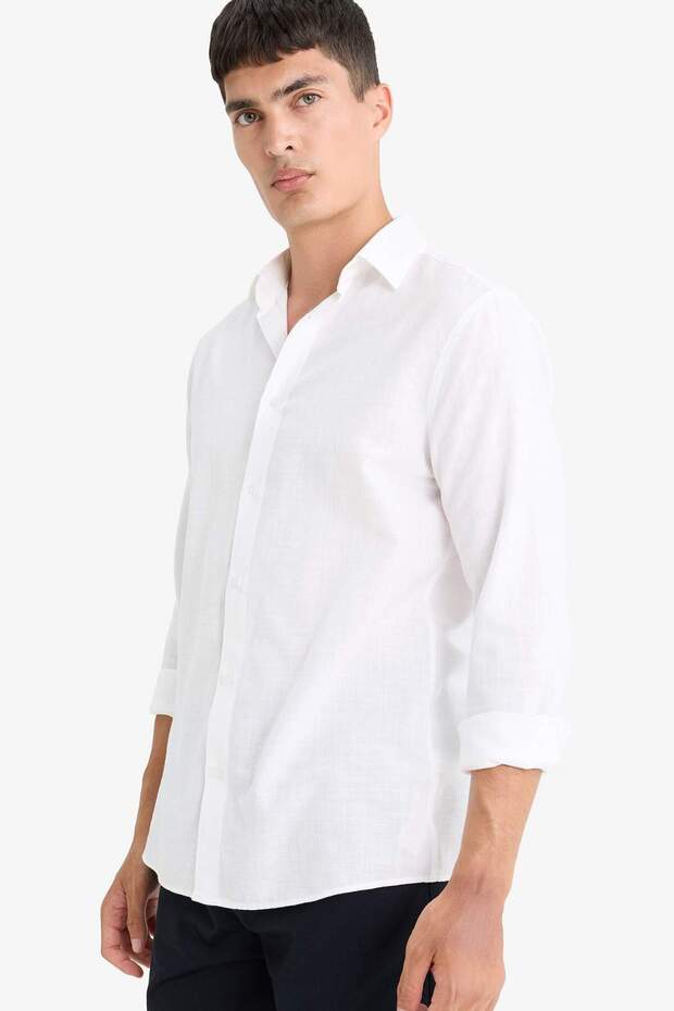 100% Cotton Modern Fit Polo Neck Cotton Long Sleeve Shirt D1629Ax25Au