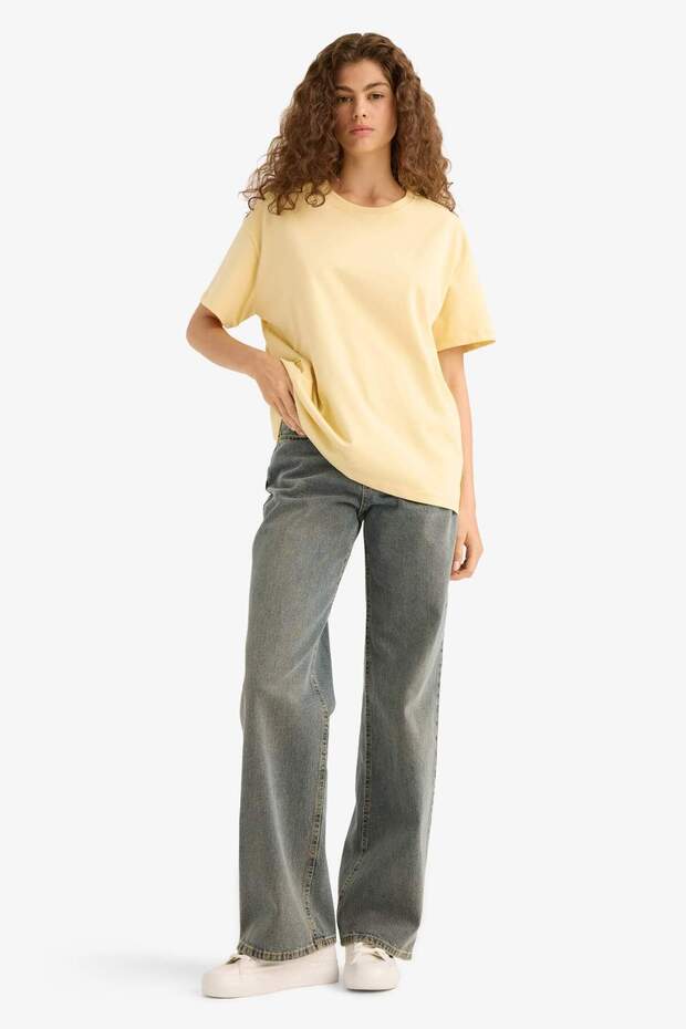 Oversize-Basic-T-Shirt aus 100 % Baumwolle E4935AX25AU - 2
