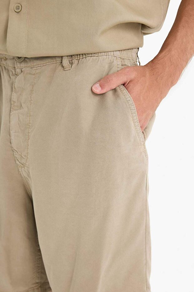 Relax Fit Akışkan Kumaş Bermuda Şort E0804AX25SM - 6