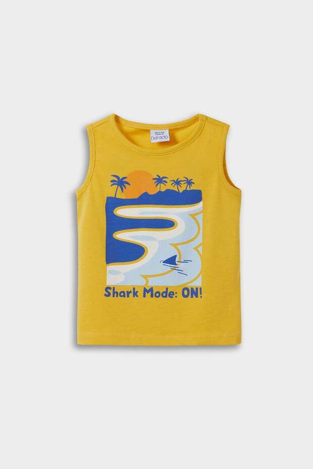 100% Cotton Crew Neck Palm Pattern Undershirt for Baby Boy E1304A525Hs