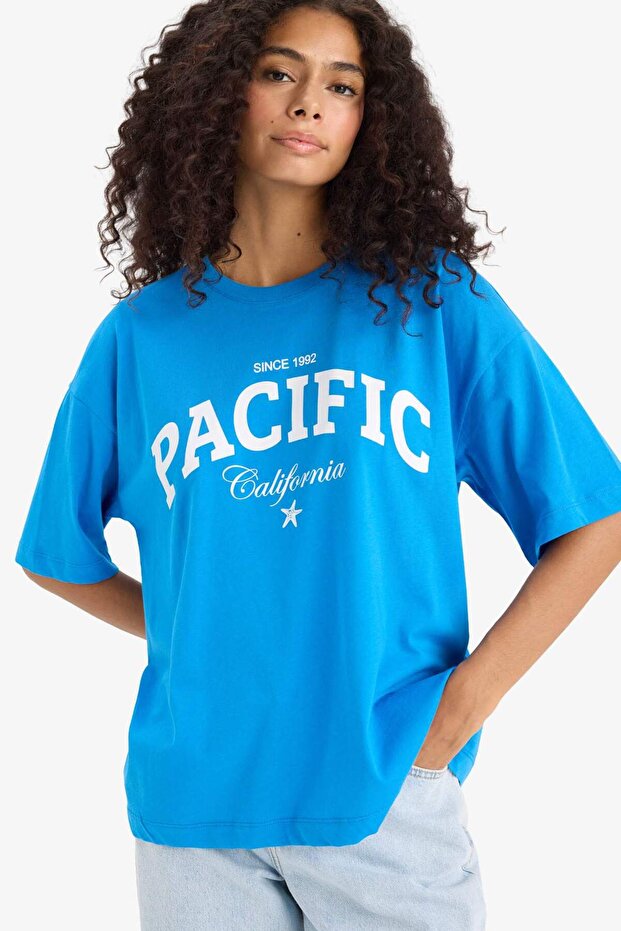 Regular Fit Crew Neck Printed Combed Cotton Short Sleeve T-Shirt F5883Ax25Sm