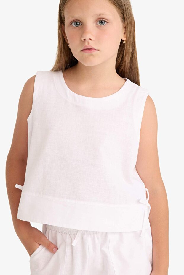 100% Cotton Sleeveless Blouse for Girls D7785A825Sm