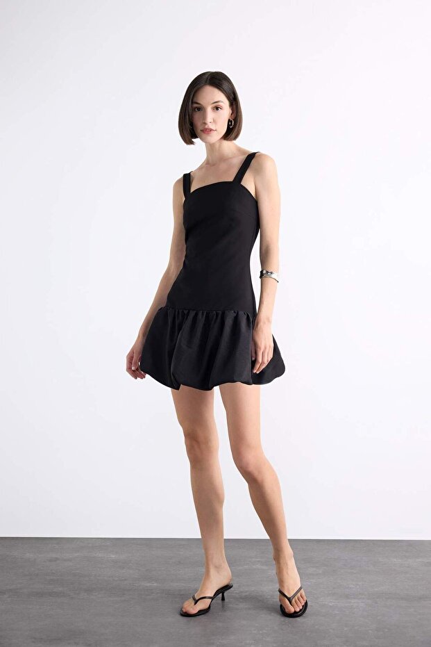Fitted Body Wrap Strap Mini Black Dress F7457Ax25Hs